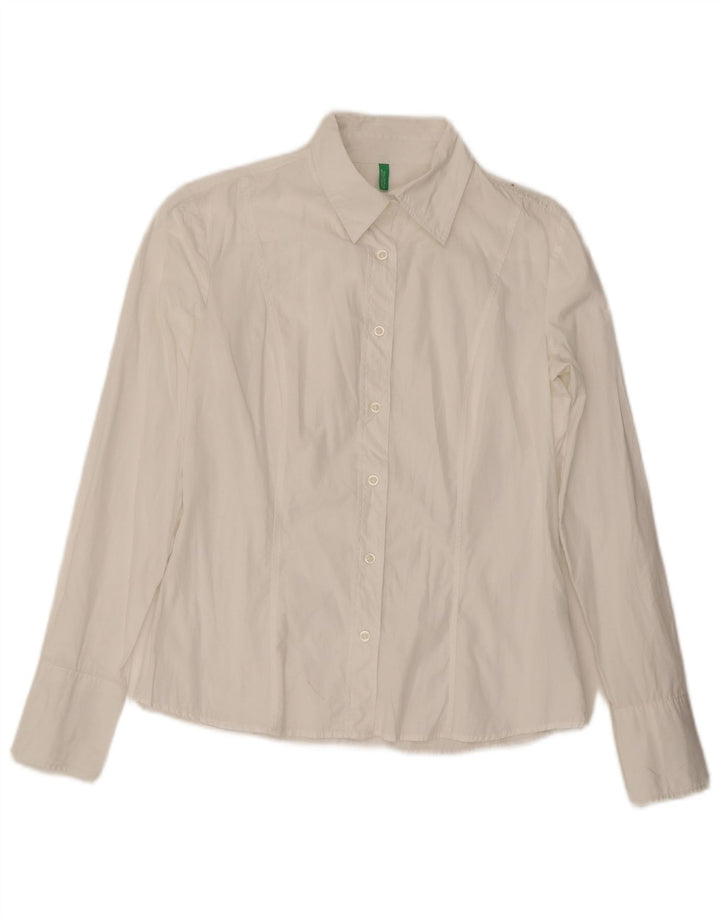 Benetton Womens Shirt UK 14 Medium White Cotton