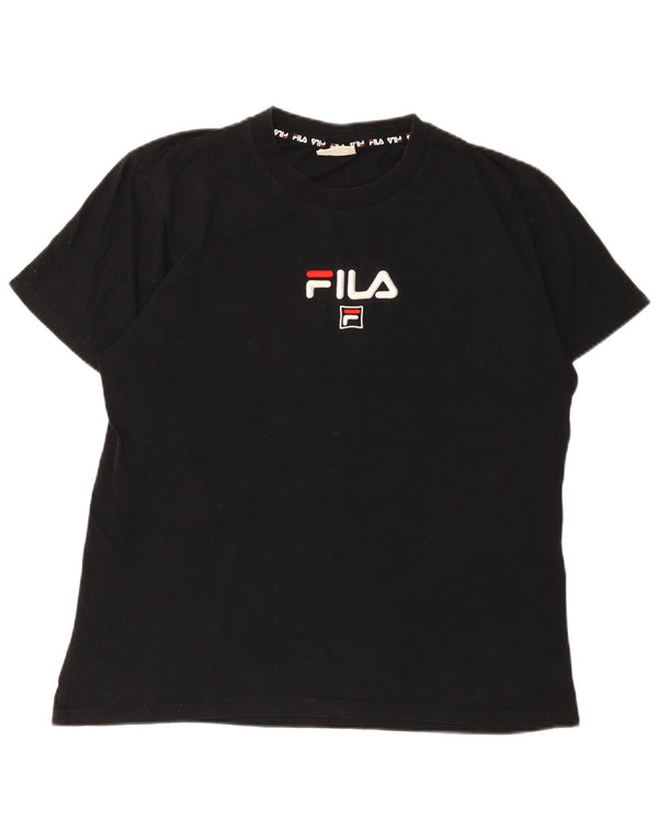 Fila Mens Graphic T-Shirt Top Large Black Cotton