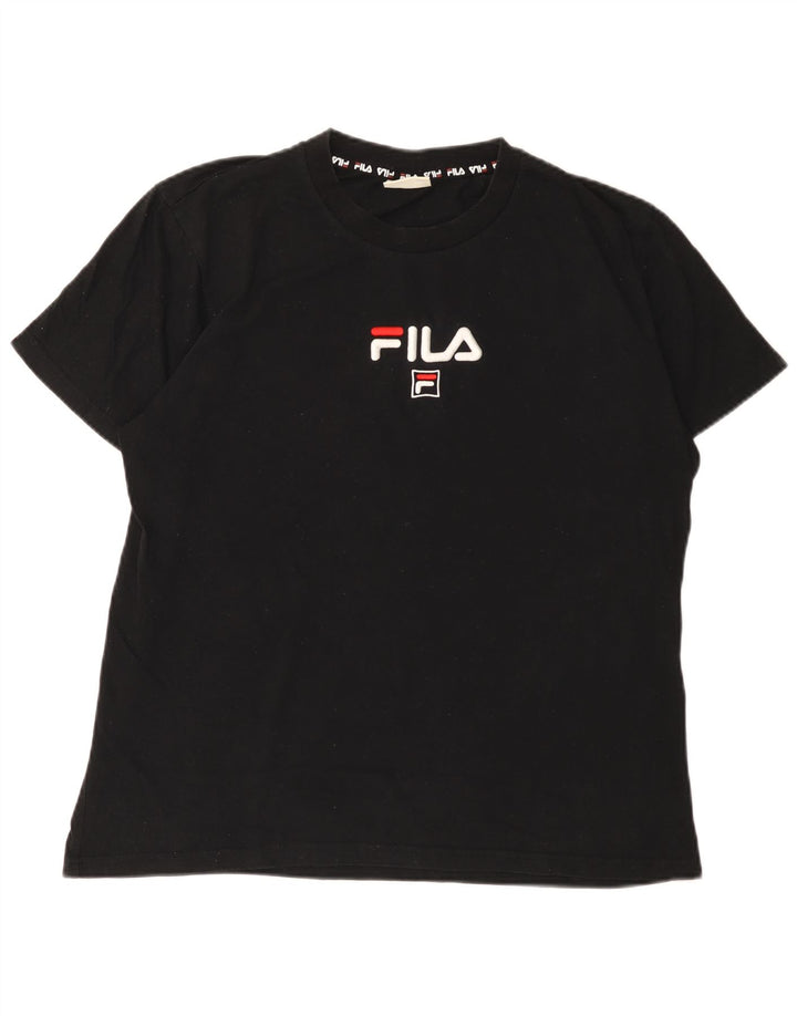 Fila Mens Graphic T-Shirt Top Large Black Cotton