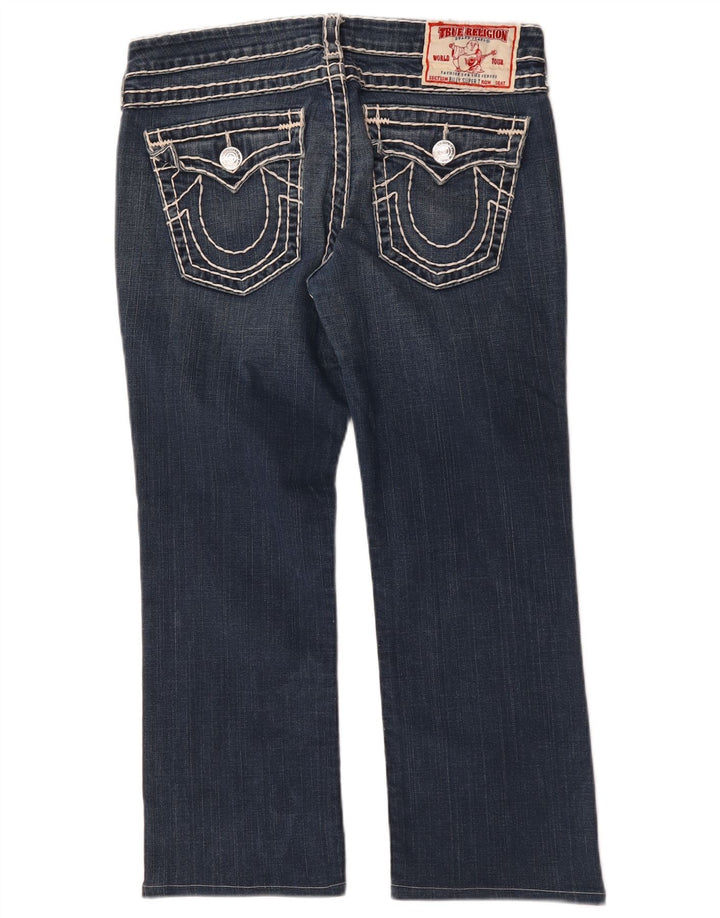 True Religion Womens Crop Bootcut Jeans W32 L26 Blue Cotton