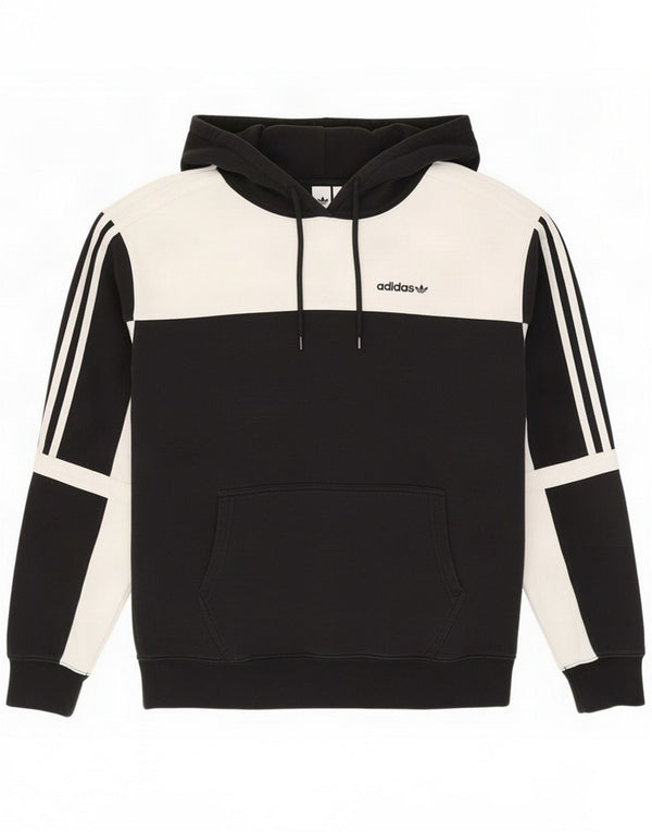 Adidas Mens Hoodie Jumper Small Black Colourblock Cotton