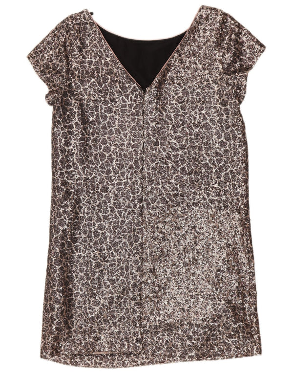 Next Womens Sequin Shift Dress UK 12 Medium Silver Nylon