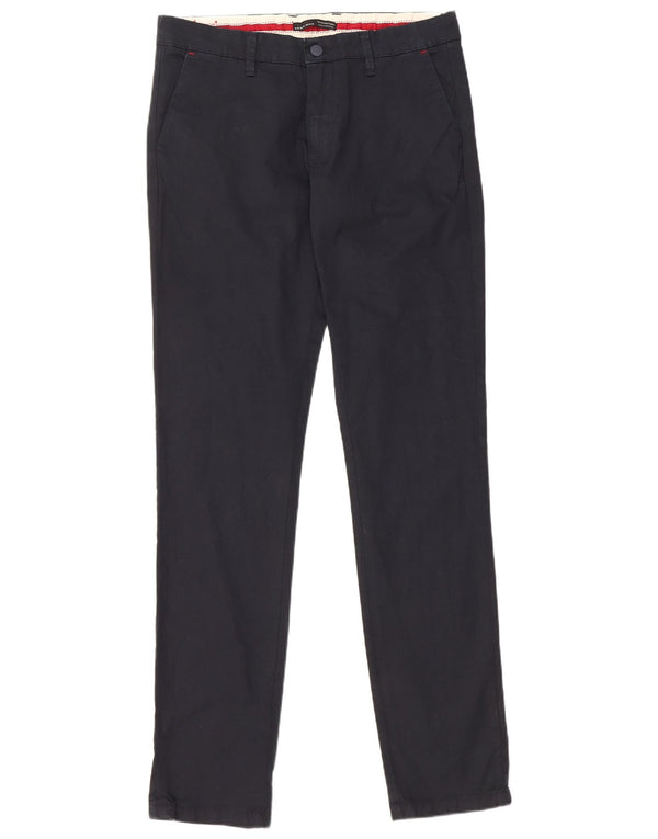 Zara Mens Slim Chino Trousers EU 40 Medium W31 L34 Navy Blue Cotton