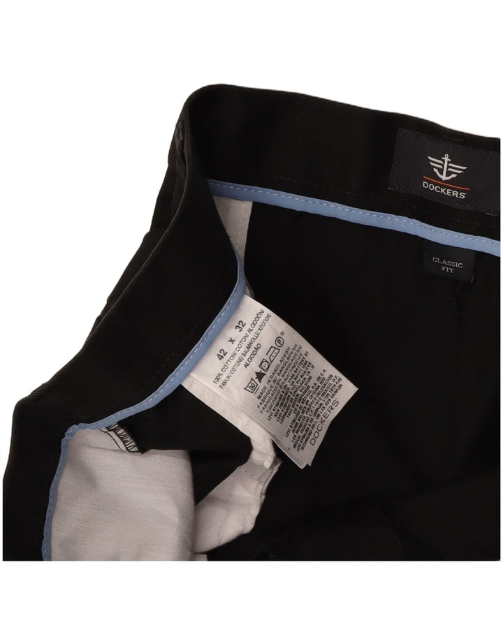DOCKERS Mens Classic Fit Pegged Chino Trousers W42 L32 Black Cotton