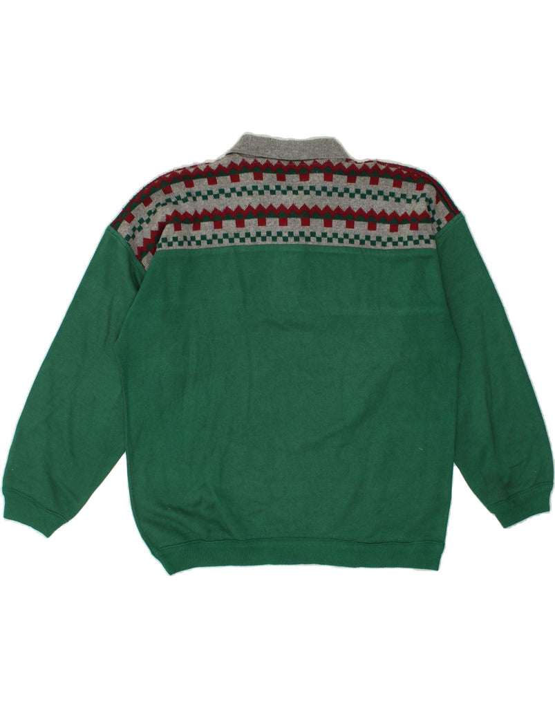 BRUGI Mens Polo Neck Jumper Sweater XL Green Colourblock Vintage Brugi and Second-Hand Brugi from Messina Hembry 