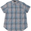 EDDIE BAUER Womens Short Sleeve Shirt UK 14 Medium Blue Check Polyester