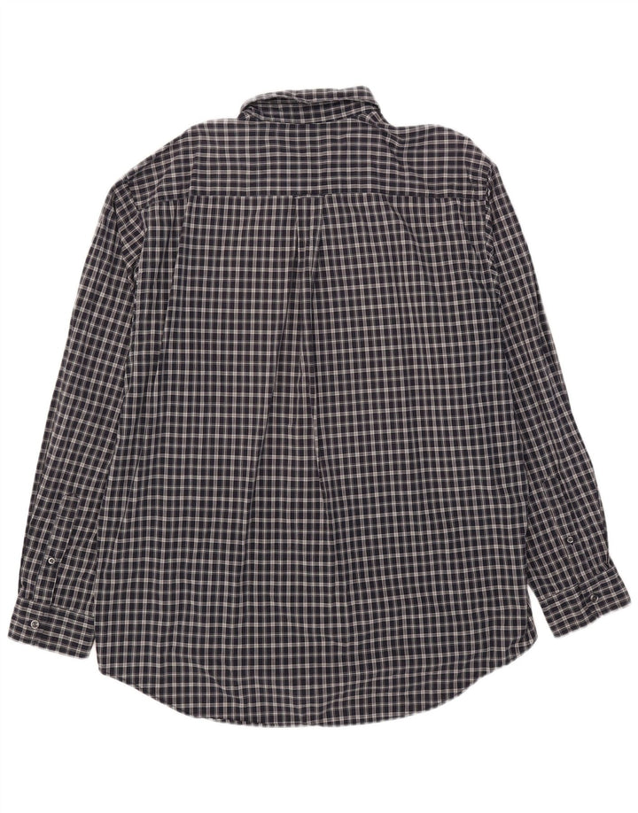 Nautica Mens Shirt XL Navy Blue Check Cotton