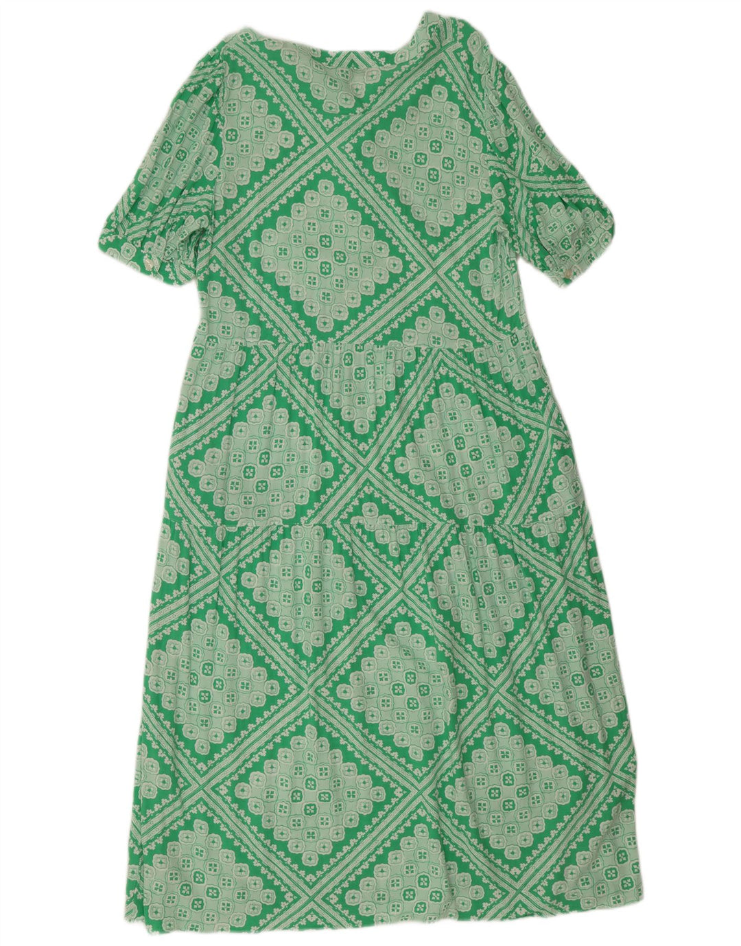 Marks & Spencer Womens Regular A-Line Dress UK 12 Medium Green Geometric