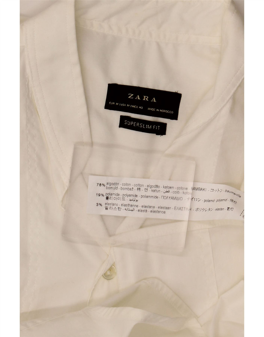 ZARA Mens Super Slim Fit Shirt Medium White Cotton