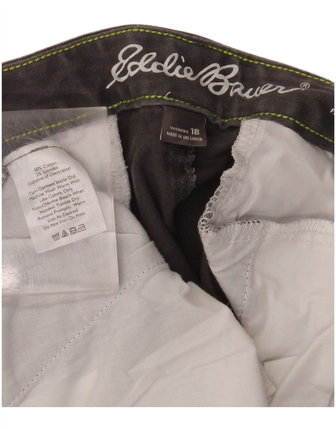 EDDIE BAUER Womens Straight Chino Trousers US 18 2XL W38 L30 Grey Cotton