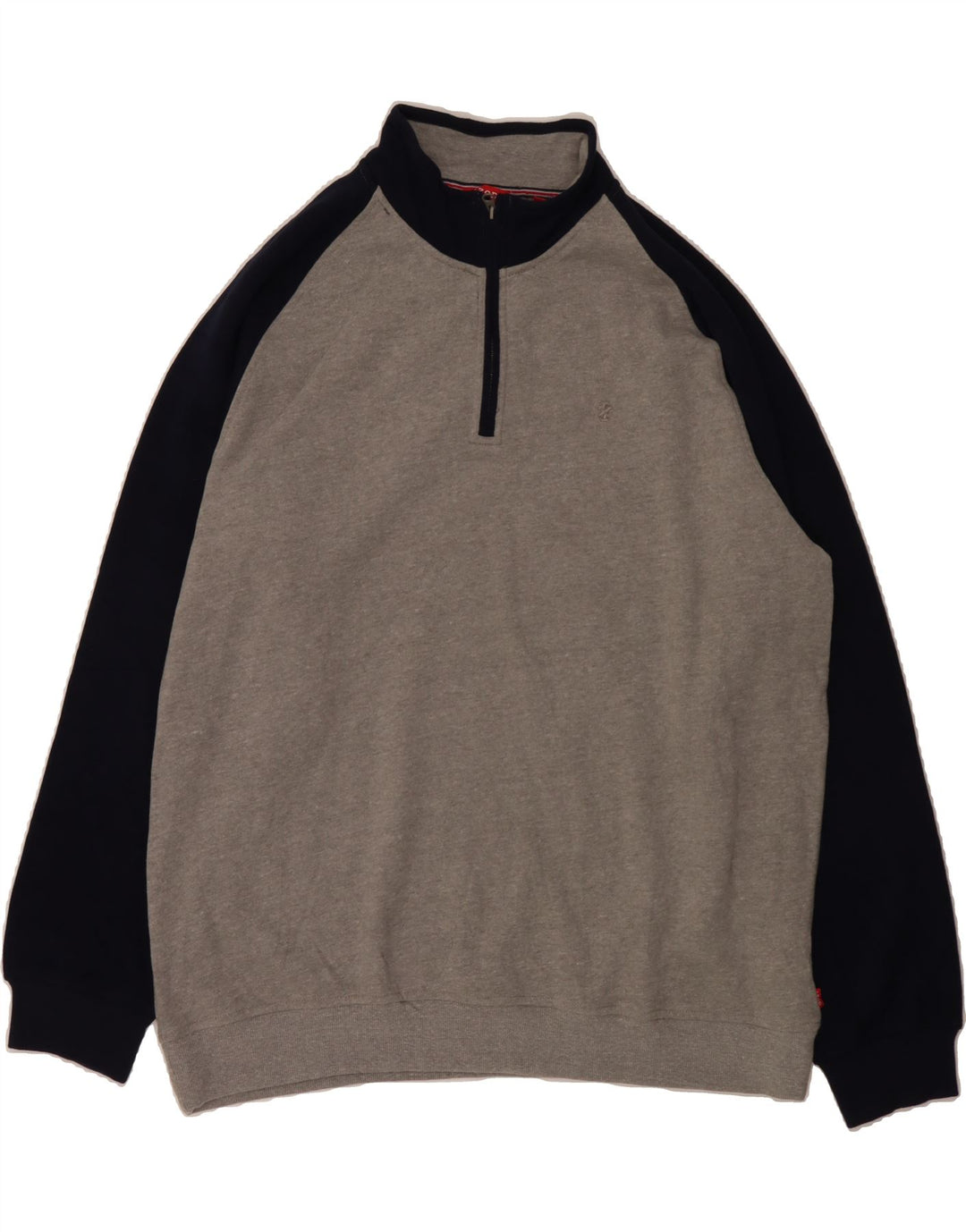 IZOD Mens Zip Neck Sweatshirt Jumper 2XL Grey Colourblock Cotton Vintage Izod and Second-Hand Izod from Messina Hembry 