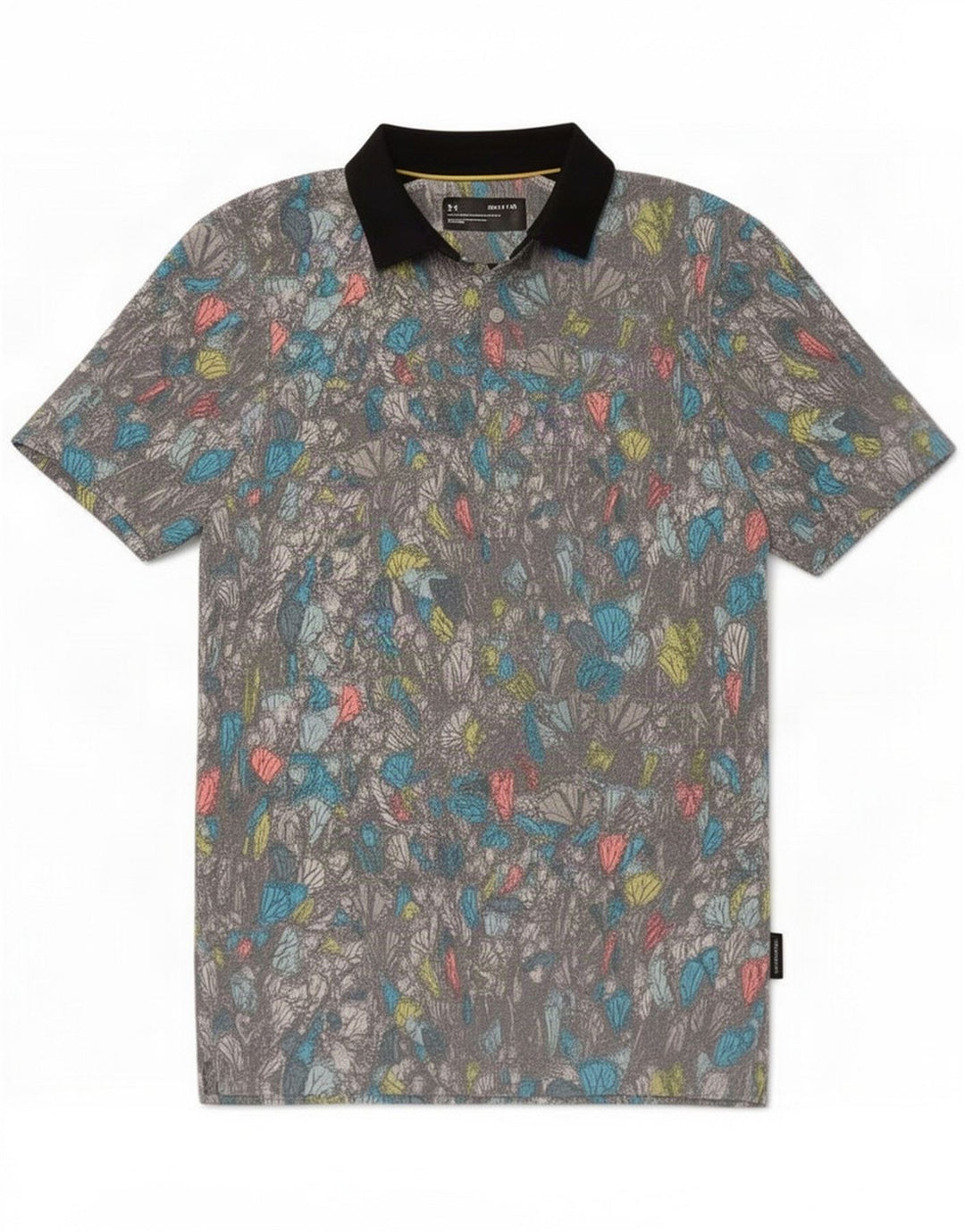 Under Armour Mens Abstract Pattern Rugby Polo Shirt Small Grey Polyester