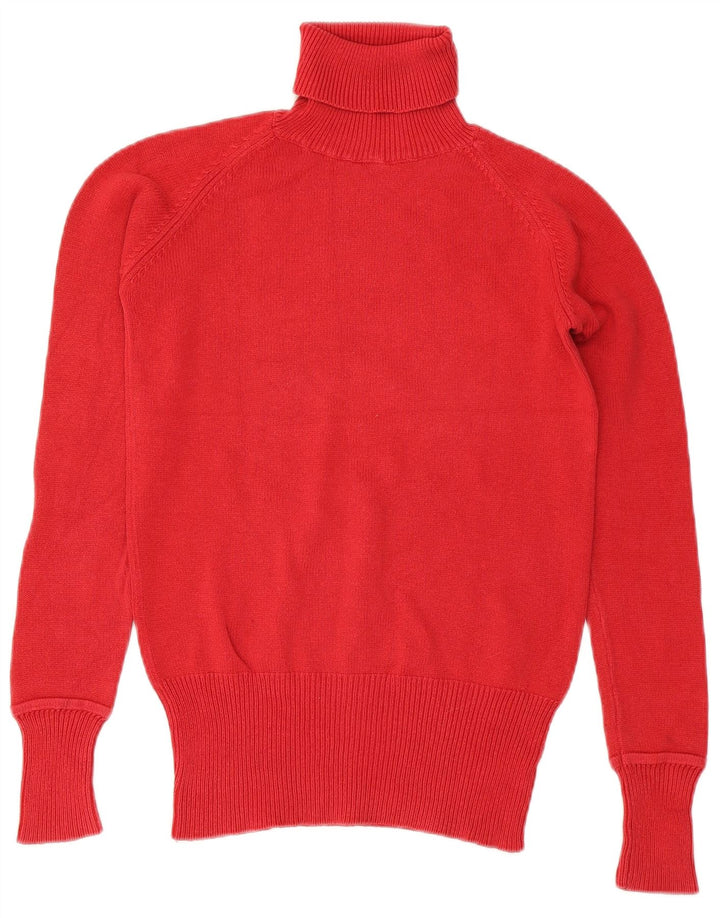 Zara Womens Roll Neck Jumper Sweater UK 14 Medium Red Cotton