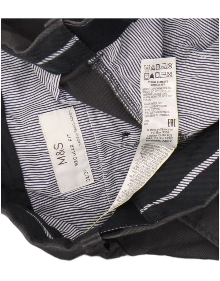 Marks & Spencer Mens Straight Regular Fit Chino Trousers W32 L31 Grey