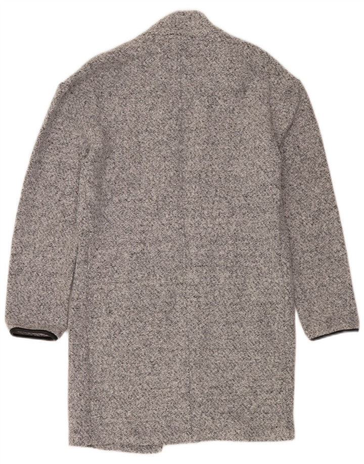 MARKS & SPENCER Womens Oversized Open Overcoat UK 6 XS Grey Flecked