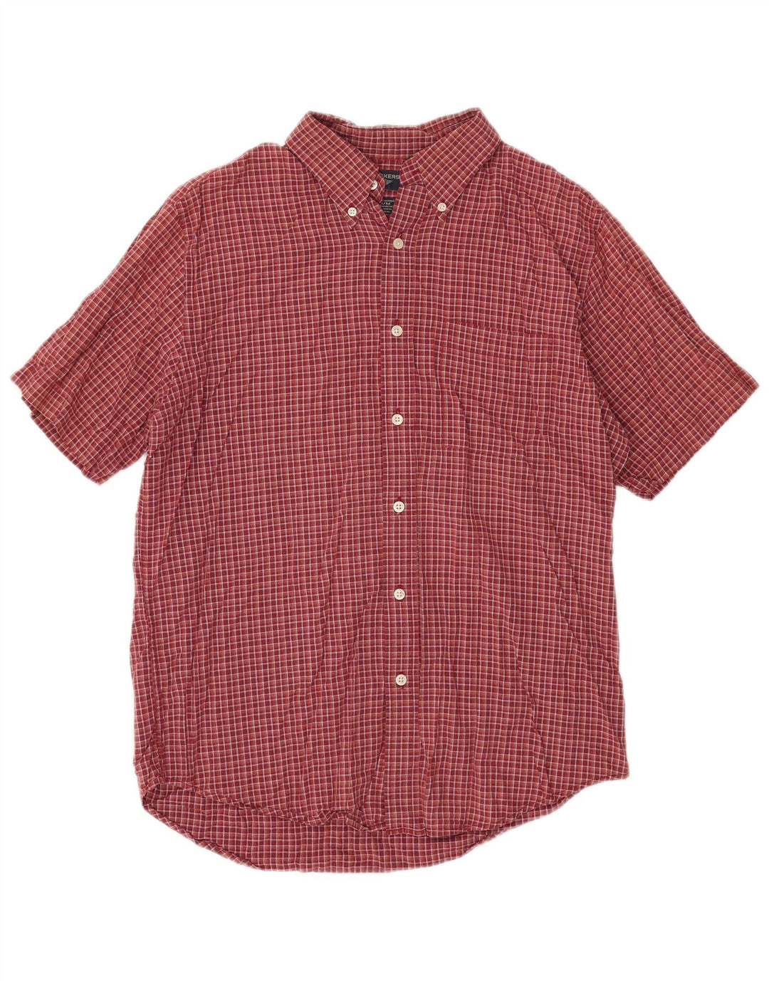 Dockers Mens Short Sleeve Shirt Medium Red Check Cotton