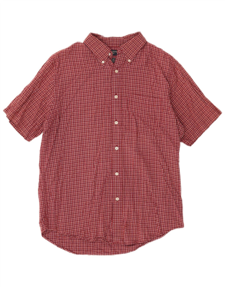 Dockers Mens Short Sleeve Shirt Medium Red Check Cotton