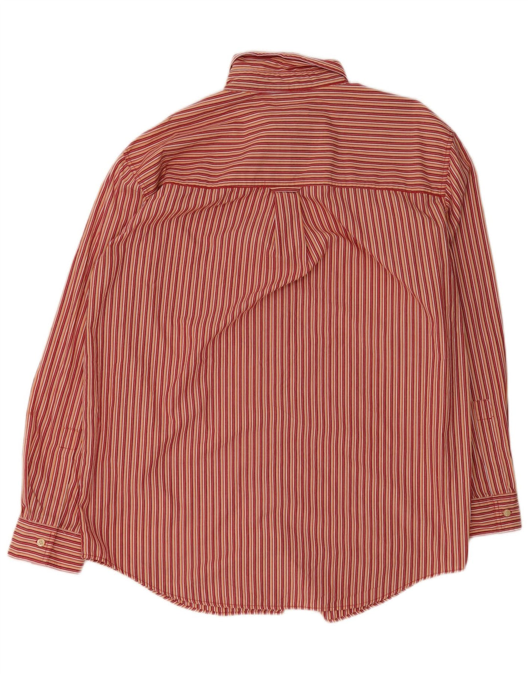 Chaps Mens Regular Fit Shirt Large Red Striped Cotton