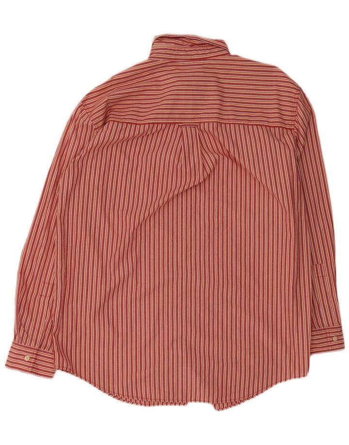 Chaps Mens Regular Fit Shirt Large Red Striped Cotton