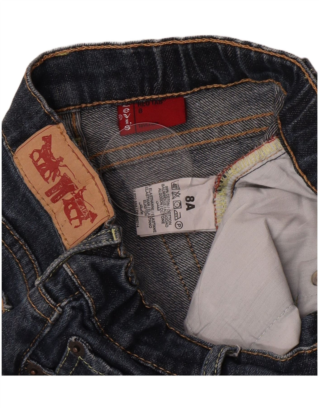 Levi's Boys Straight Jeans 7-8 Years W22 L23 Navy Blue Cotton