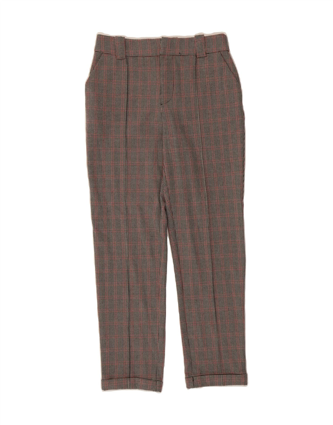 ZARA Womens Straight Chino Trousers Small W26 L27 Brown Houndstooth Vintage Zara and Second-Hand Zara from Messina Hembry 