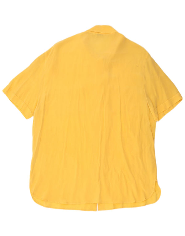Luisa Spagnoli Womens Short Sleeve Shirt Blouse UK 12 Medium Yellow Silk