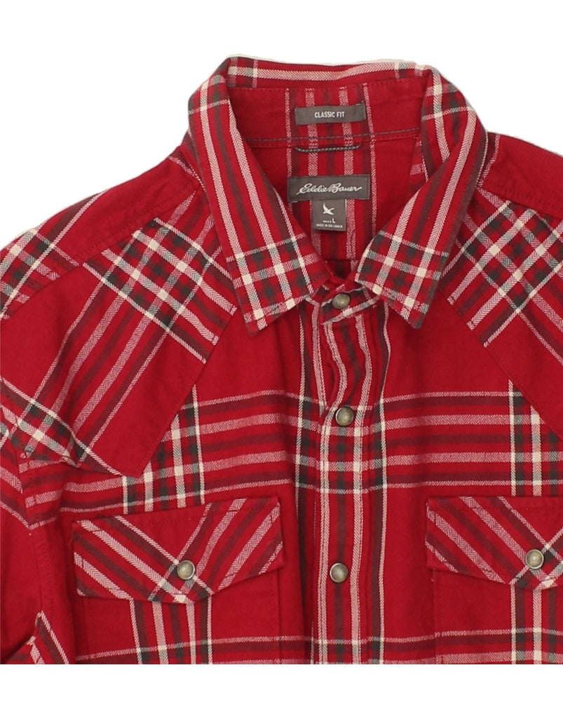 EDDIE BAUER Mens Classic Fit Shirt Large Red Check Cotton | Vintage Eddie Bauer | Thrift | Second-Hand Eddie Bauer | Used Clothing | Messina Hembry 