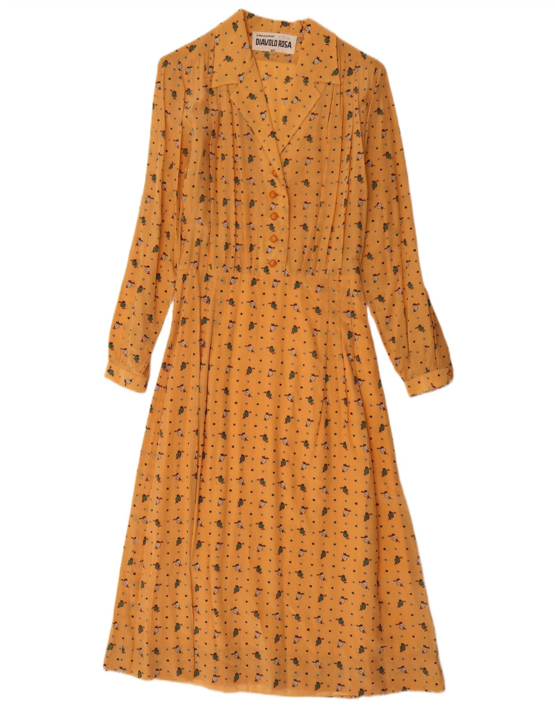 Diavolo Rosa Womens Maxi Pullover Shirt Dress IT 42 Medium Yellow Floral