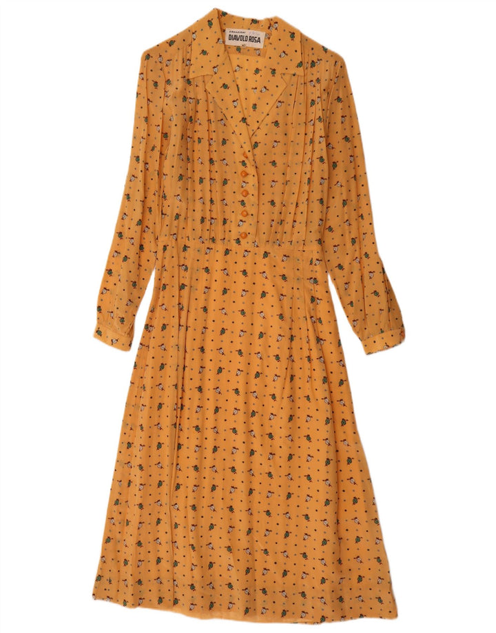Diavolo Rosa Womens Maxi Pullover Shirt Dress IT 42 Medium Yellow Floral