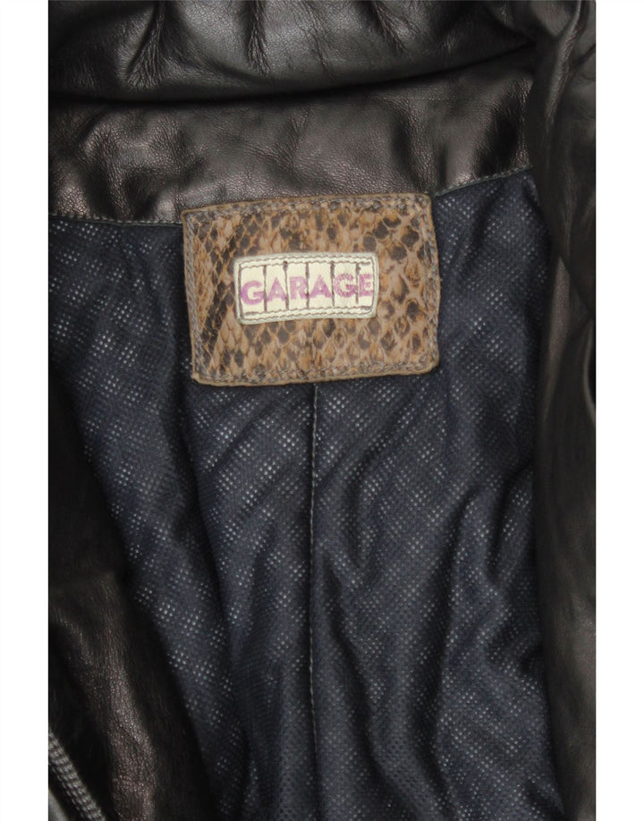 Garage Womens 3/4 Sleeve Leather Coat UK 18 XL Black