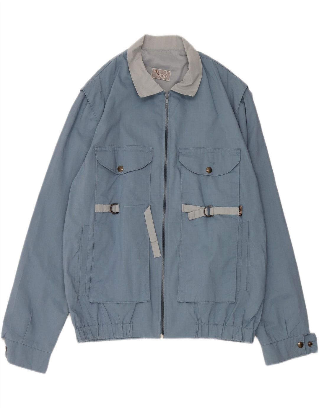VINTAGE Mens Utility Jacket IT 50 Large Blue Polyester