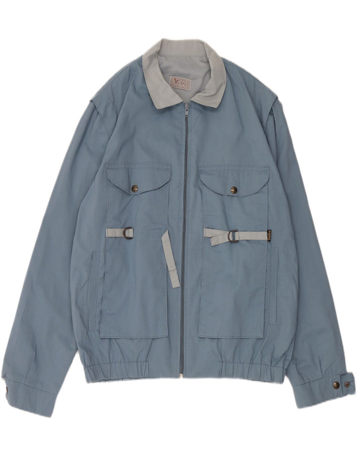 VINTAGE Mens Utility Jacket IT 50 Large Blue Polyester