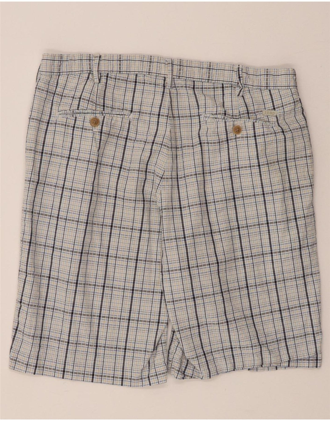 IZOD Mens Chino Shorts W36 Large Blue Check Cotton Vintage Izod and Second-Hand Izod from Messina Hembry 