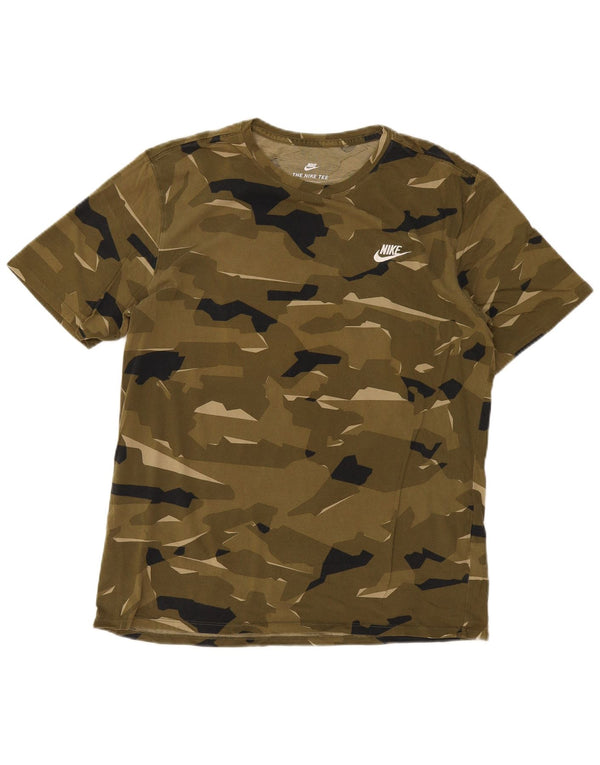 Nike Mens Athletic Cut T-Shirt Top Large Khaki Camouflage Cotton