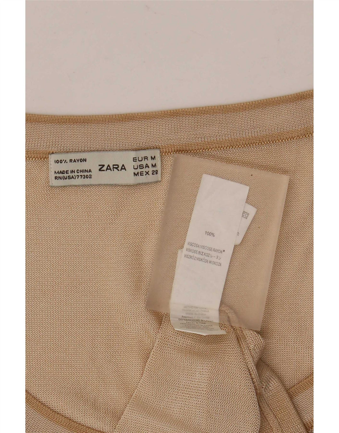 Zara Womens Vest Top UK 12 Medium Beige Viscose
