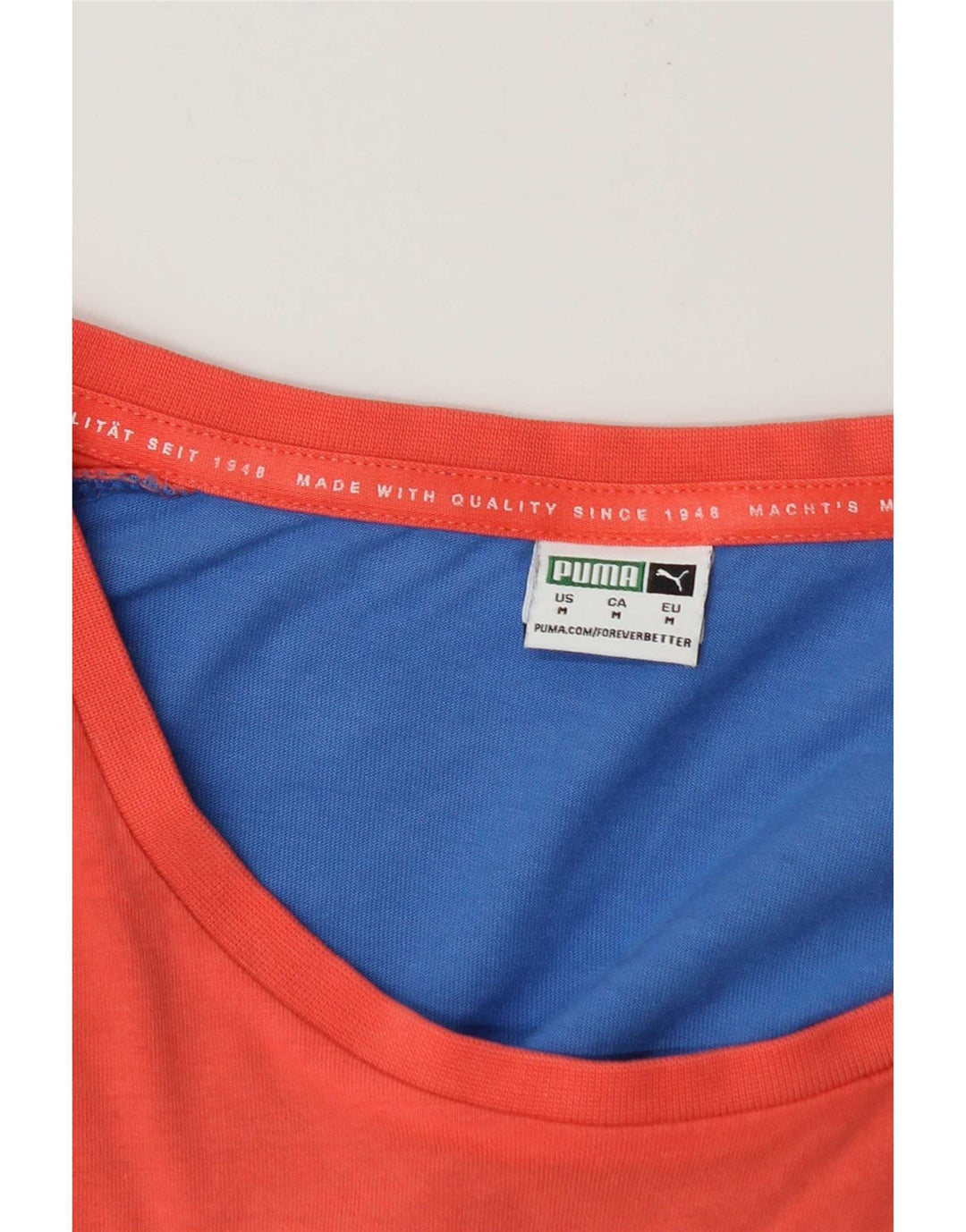 Puma Mens T-Shirt Top Medium Blue Colourblock
