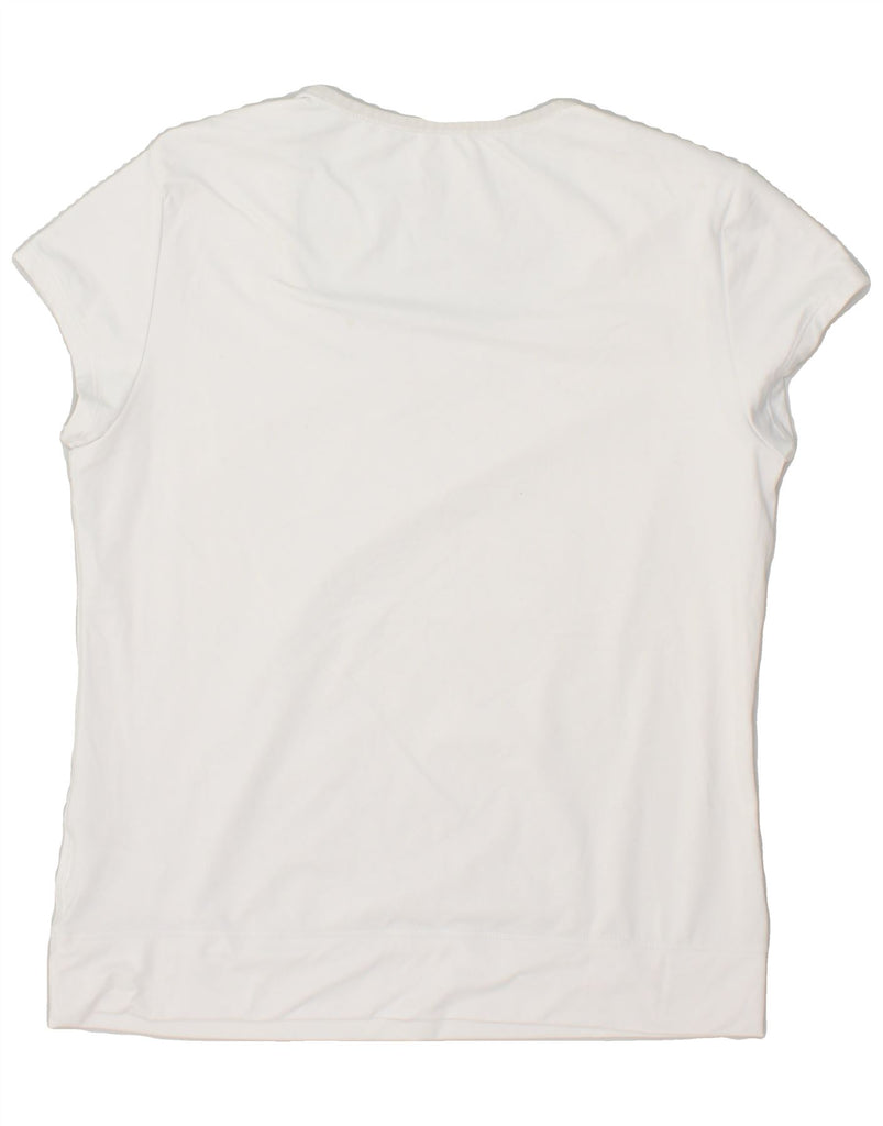 REEBOK Womens T-Shirt Top UK 14 Large White Polyester | Vintage Reebok | Thrift | Second-Hand Reebok | Used Clothing | Messina Hembry 