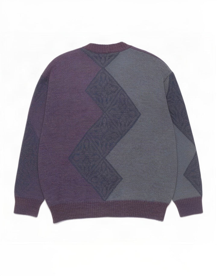 Vintage Mens Cardigan Sweater Large Multicoloured Geometric