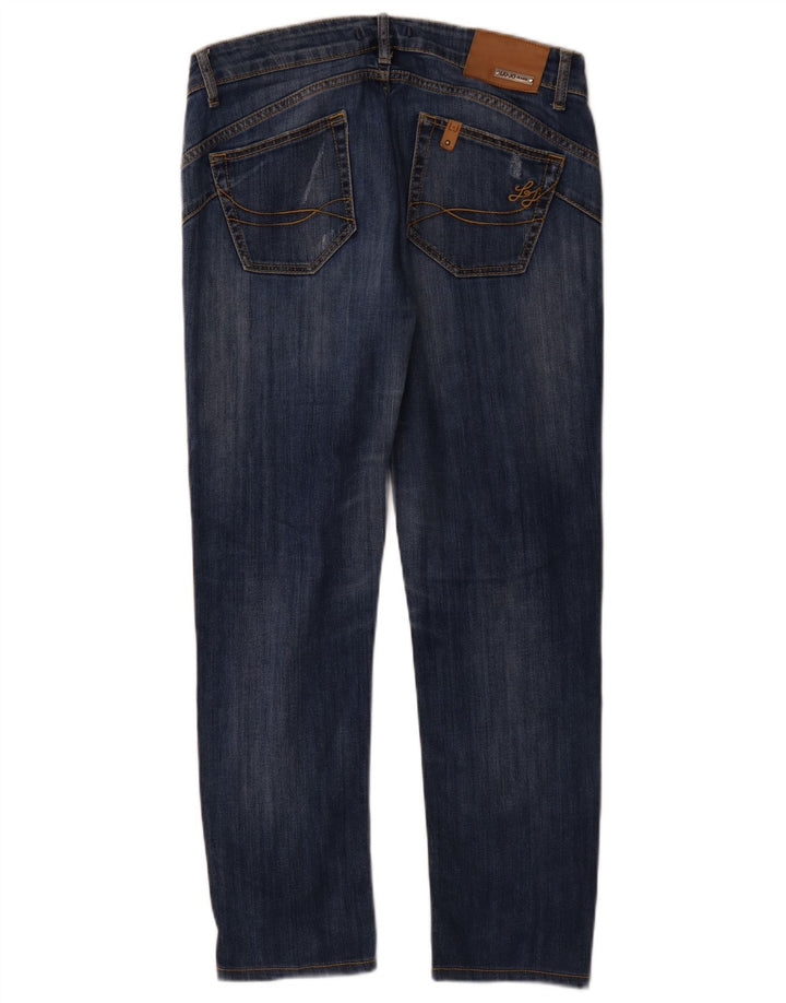 Liu Jo Womens Distressed Slim Jeans W33 L29 Blue Cotton