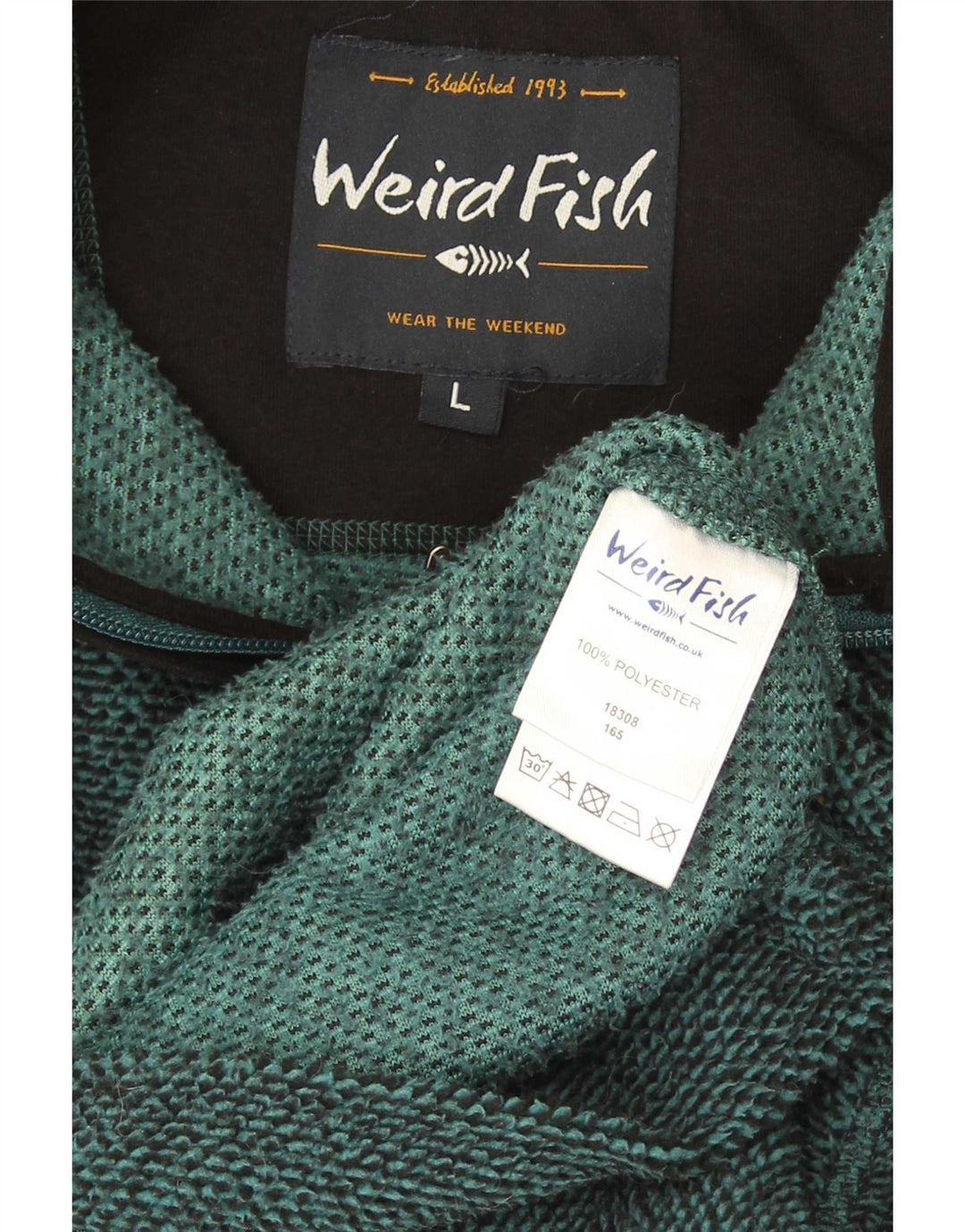 Weird Fish Mens Fleece Jacket UK 40 Large Green Polyester