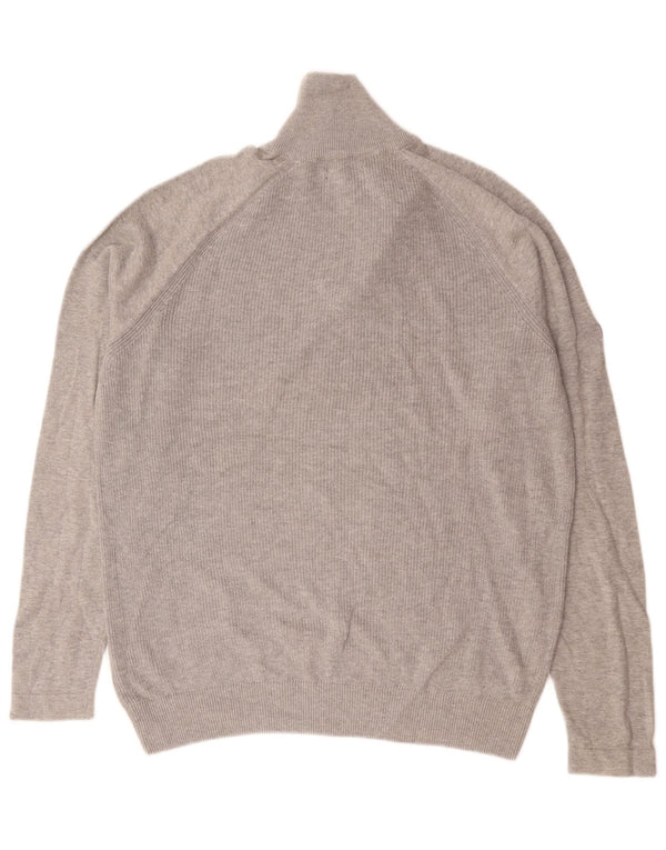 Jack & Jones Mens Zip Neck Jumper Sweater Medium Grey Cotton