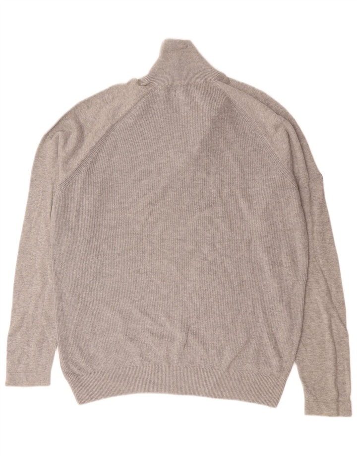 Jack & Jones Mens Zip Neck Jumper Sweater Medium Grey Cotton