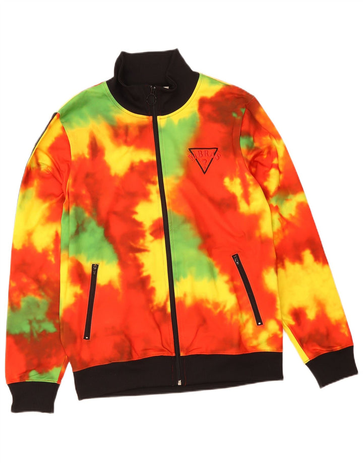 Guess Mens Tracksuit Top Jacket Medium Multicoloured Tie Dye Polyester