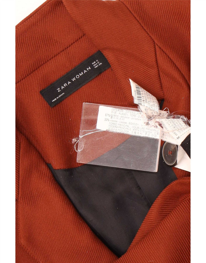 Zara Womens Overcoat UK 10 Small Brown Polyester