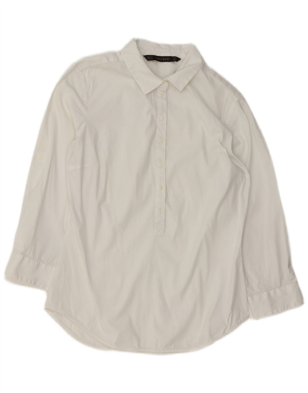 Zara Womens 3/4 Sleeve Pullover Shirt UK 12 Medium White