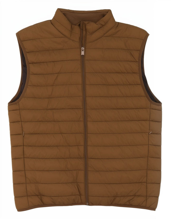 Zara Mens Padded Gilet UK 40 Large Khaki Polyester