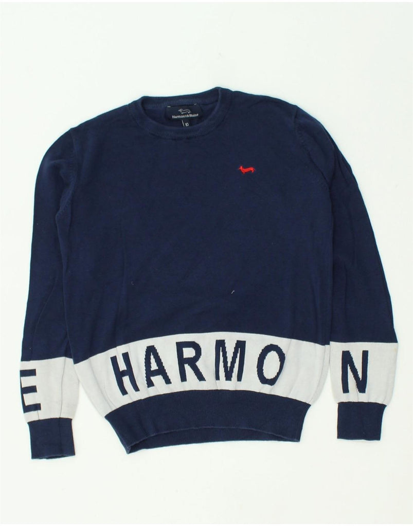 HARMONT & BLAINE Boys Graphic Sweatshirt Jumper 9-10 Years Navy Blue | Vintage Harmont & Blaine | Thrift | Second-Hand Harmont & Blaine | Used Clothing | Messina Hembry 