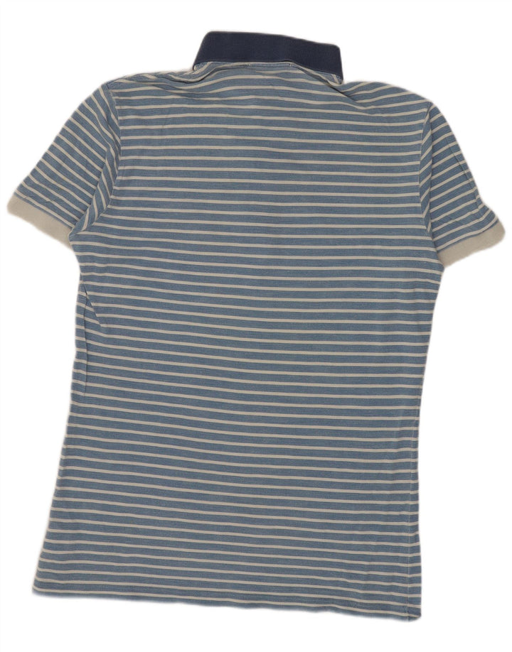 Fred Perry Mens Polo Shirt Medium Blue Striped Cotton