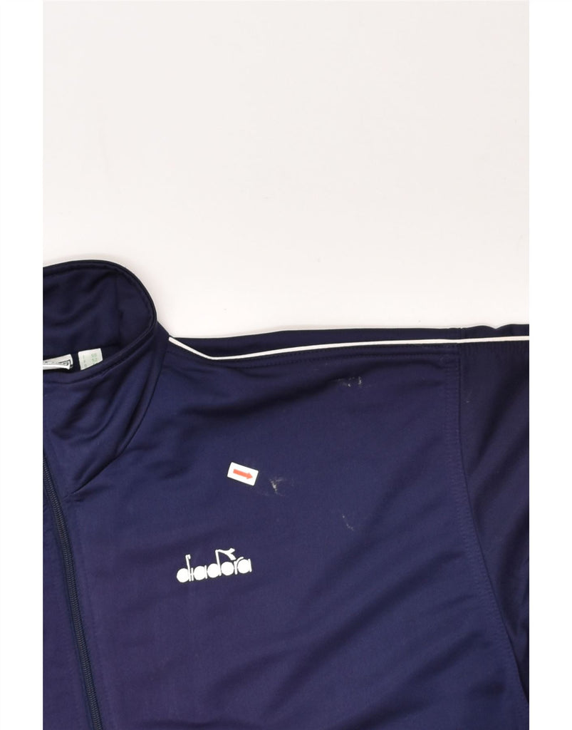 DIADORA Mens Tracksuit Top Jacket UK 40 Medium Navy Blue Polyester | Vintage Diadora | Thrift | Second-Hand Diadora | Used Clothing | Messina Hembry 