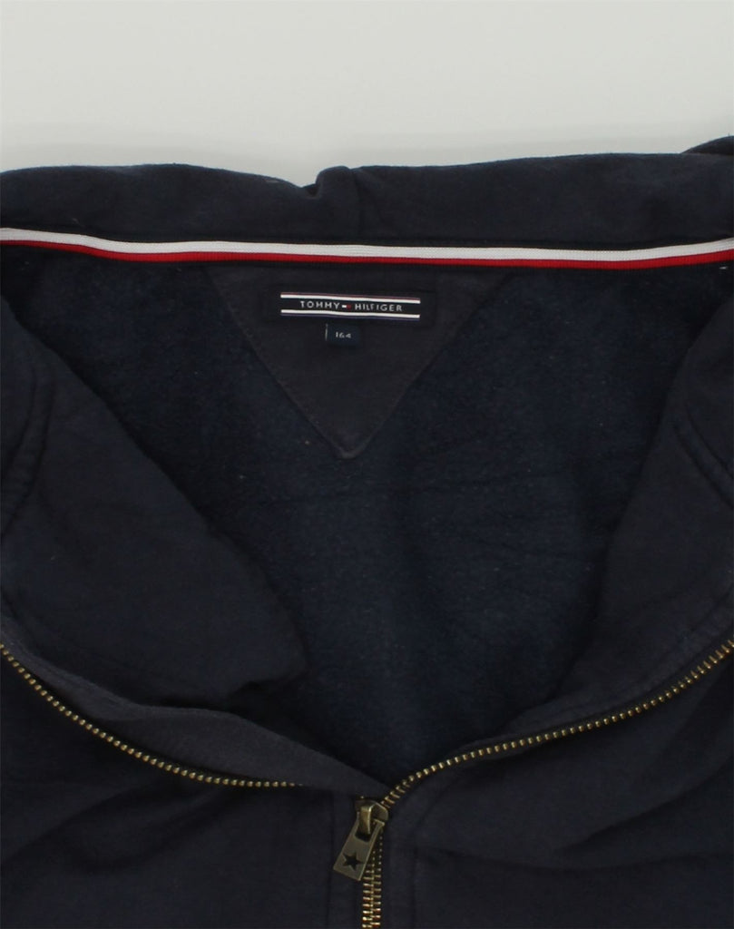 TOMMY HILFIGER Boys Zip Hoodie Sweater 13-14 Years Navy Blue Cotton | Vintage Tommy Hilfiger | Thrift | Second-Hand Tommy Hilfiger | Used Clothing | Messina Hembry 